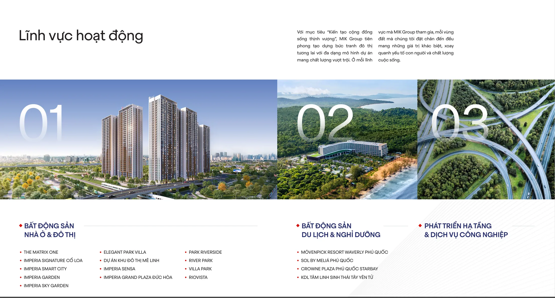 Lĩnh vực hoạt động của MIK Group